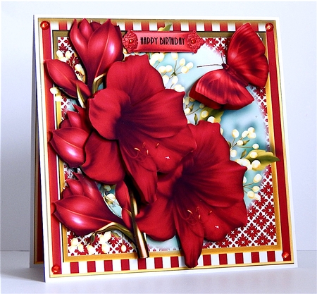 The Beautiful Amaryllis Card Front Kit by Denise Murray
