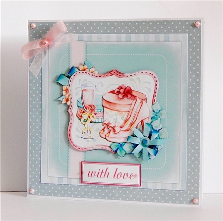 PS182 Blue Flowers and Feminine Accesories Card Front or Topper by Denise Murray