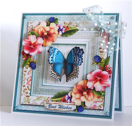 Pansies and Blue Butterfly by Denise Murray