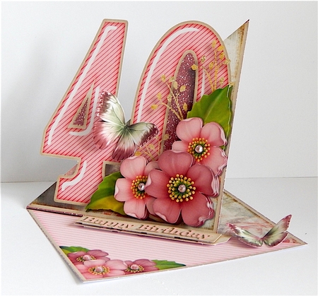 Vintage Easel 40th Birthday Card Kit 1178 by Denise Murray