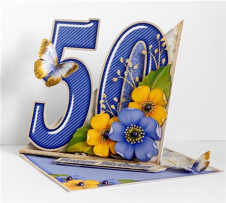 Vintage Easel 50th Birthday Card Kit 1179 by Denise Murray