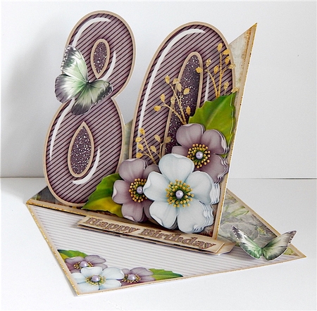 Vintage Easel 80th Birthday Card Kit 1182 by Denise Murray