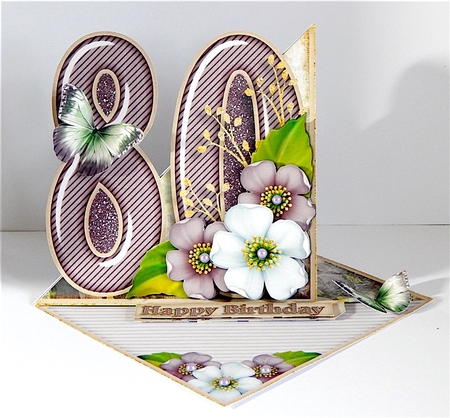 Vintage Easel 80th Birthday Card Kit 1182 by Denise Murray