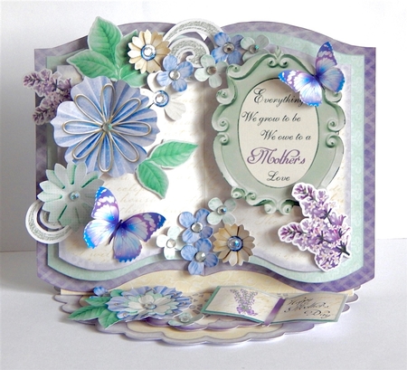 Lavender Dreams Open Book Easel Card & Box Kit. by Denise Murray