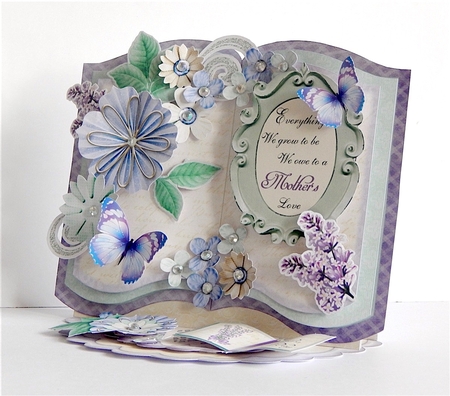 Lavender Dreams Open Book Easel Card & Box Kit. by Denise Murray