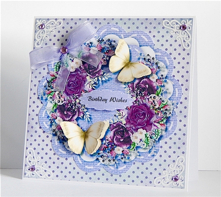 Beautiful Plum roses and Butterflys  by Denise Murray