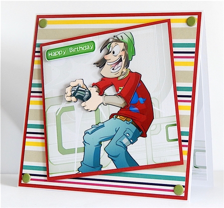 Console Gamer Dude 8x8 Quick Card by Denise Murray