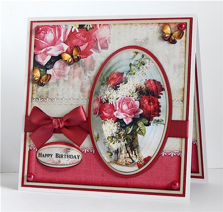 Vintage Soft Lace Flowers And Butterflies Pink 1255 by Denise Murray