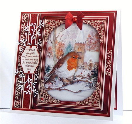 CHRISTMAS ROBIN & CHURCH 7.8 Quick Christmas Card & Insert by Denise Murray