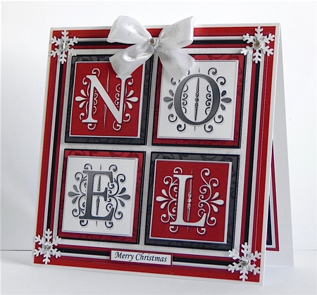 NOEL SQUARES Contemporary Christmas 7.5 Quick Layer Card & Insert by Denise Murray