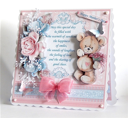 TEDDY BEAR ROSES & VERSE 7.5 Decoupage & Insert Mini Kit by Denise Murray