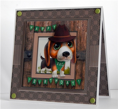 Cowboy Dog Birthday Card Topper by Denise Murray