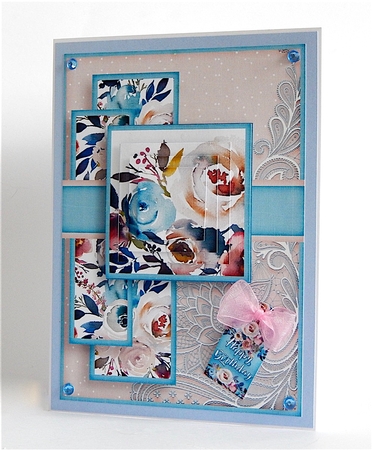 Cardtopper Pyramids 1378 watercolour flowers by Denise Murray