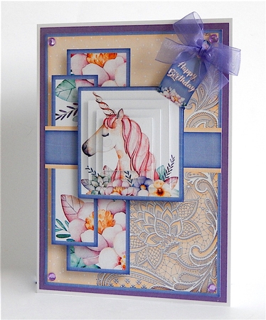 Cardtopper Pyramids 1382 cute unicorn by Denise Murray