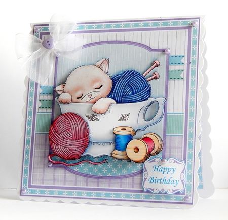 WOOL CUP KITTY 7.5 KNITTING Decoupage & Insert Mini Kit by Denise Murray