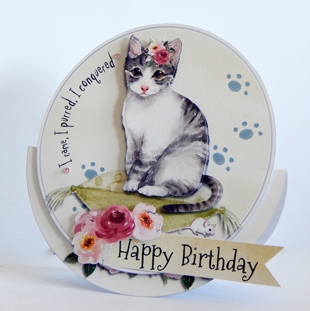 Furry cat  rocker card by Denise Murray