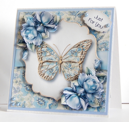 Floral Butterfly - Blue Roses by Denise Murray