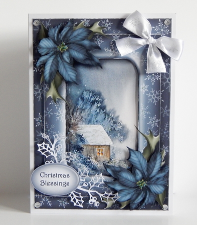Double Frame Christmas Scene - The Stormy Cabin by Denise Murray