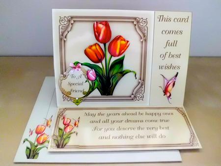 Butterflies and Tulips Easel Card by Denise Murray