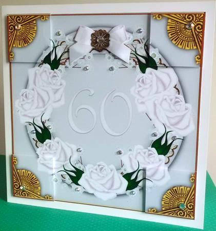White Roses 60 Ring 8inch Picture Sheet by Denise Murray