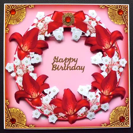 Deep Pink Lillies Pink 3D Ring Shaker Frame by Denise Murray