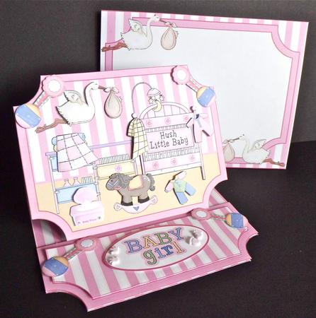 Baby Girl Easel Card Kit with Envelope by Denise Murray