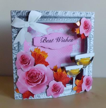 Inside Out Card Lace, Pink Roses,celebration by Denise Murray