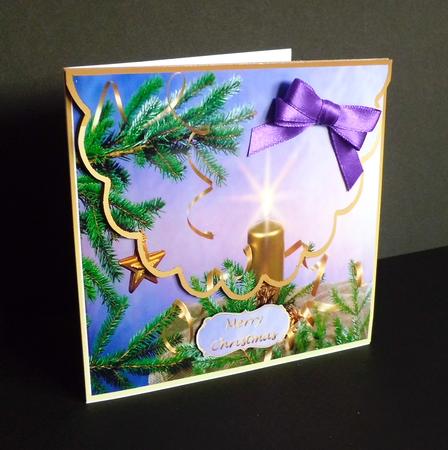 Christmas Candle Square Envelope Card by Denise Murray