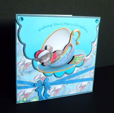 Teacup Mouse Square Envelope Card by Denise Murray