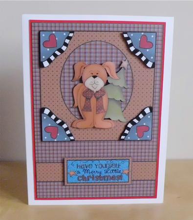 Cute Puppy Christmas Card Front 1 by Denise Murray