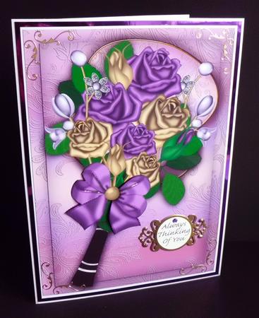 Ornate Lilac Roses Fan A4 Picture Sheet by Denise Murray