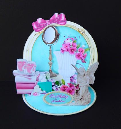 Mini Easel Tableau 3D Card - Victorian Bathtime by Denise Murray