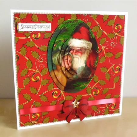 Sweet Little Girl with Santa Oval Pyramids by Denise Murray