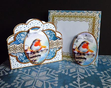 Robin 1 Blue Flake Anglaise Scallop Step by Step Card Kit by Denise Murray