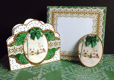 Winter Pub Green Anglaise Scallop Step by Step Card Kit by Denise Murray