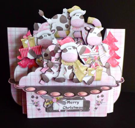 Mooey Christmas 3D Shelf Card with Card Box by Denise Murray