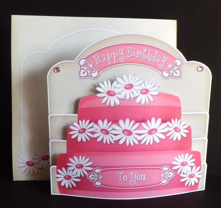 3D Daisy Birthday Cake Pop Out Card Kit by Denise Murray