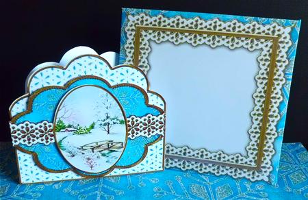 Pretty Snow Scene Blue Scallop Step by Step 3D Card Kit by Denise Murray