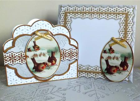 Robin Tug of Love Silver Scallop Step by Step 3D Card Kit by Denise Murray