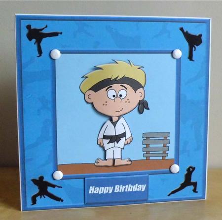 Karate Kid (blue) - 8in x 8in by Denise Murray