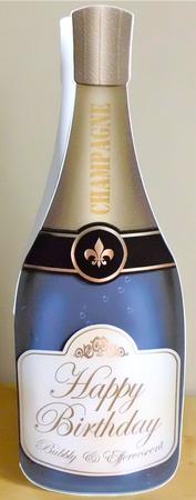 Large Dl Birthday Champagne Bottle Shaped Card by Denise Murray
