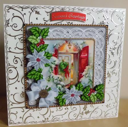 Christmas Door Silver Poinsettia Step by Step Decoupage by Denise Murray
