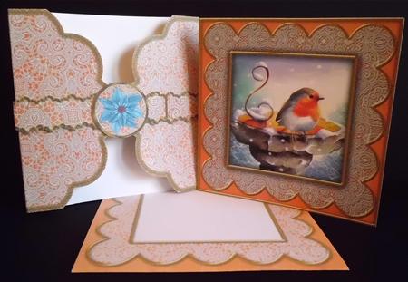 Blue Robin Blue Poinsettia 3D Scallop Wrap Card Kit by Denise Murray