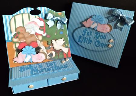 Baby Boy 1st Christmas 2 Drawer Easel Card Kit. by Denise Murray