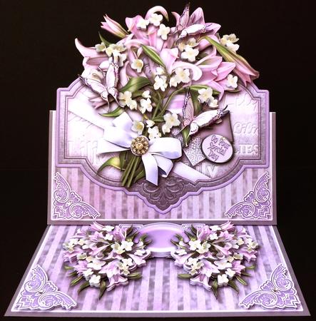 Lilac Lilies - 8in x 8in Easel Card by Denise Murray