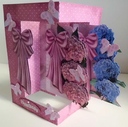 W Fold Hydranger Bows and Lace by Denise Murray