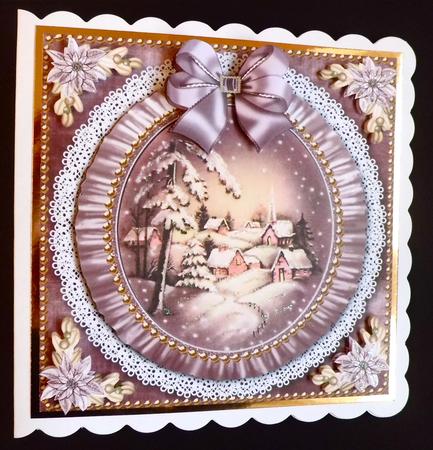 Snowy Village Ruffle Decoupage Step by Step by Denise Murray