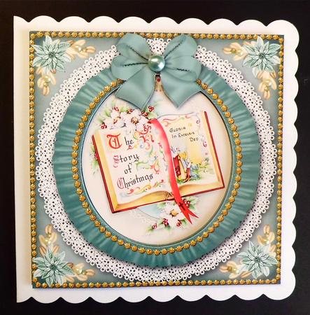 Glory Book Blue Ruffle Shaker Frame with Base by Denise Murray