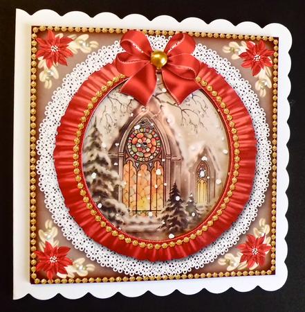 Church Window Ruffle Shaker Frame with Base by Denise Murray