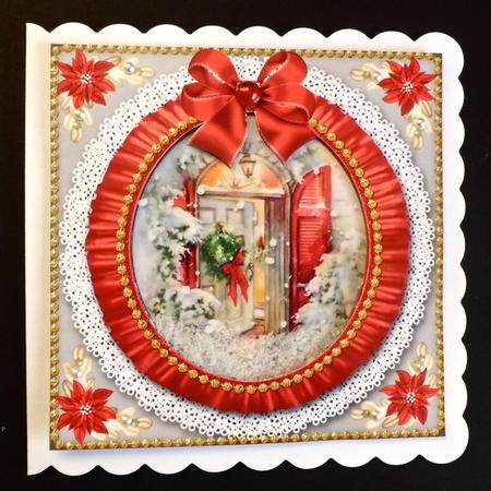 Christmas Door Ruffle Shaker Frame with Base by Denise Murray